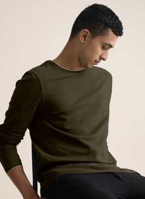 METRONAUT Self Design Men Round Neck Dark Green T-Shirt