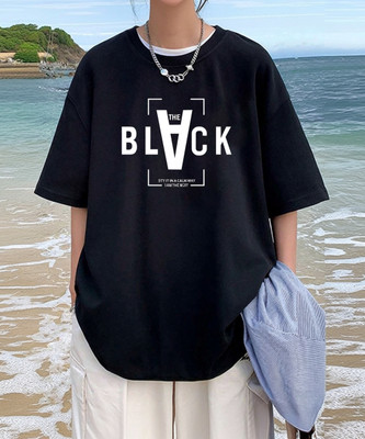 Manlino Printed Men Round Neck Black T-Shirt