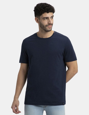 JOCKEY Solid Men Round Neck Navy Blue T-Shirt