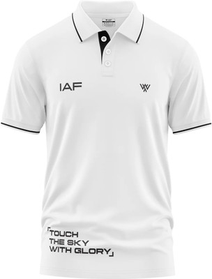 Warriorworld Typography Men Polo Neck White T-Shirt