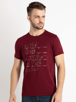 Status Quo Printed, Typography Men Round Neck Red T-Shirt