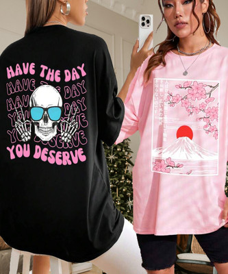 SILVANUS Printed Women Round Neck Multicolor T-Shirt