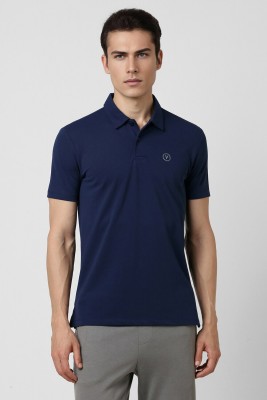 VAN HEUSEN Solid Men Polo Neck Dark Blue T-Shirt