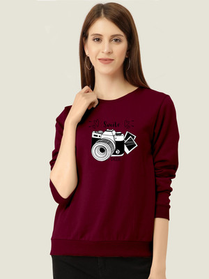 ZentWorld Printed Women Round Neck Maroon T-Shirt