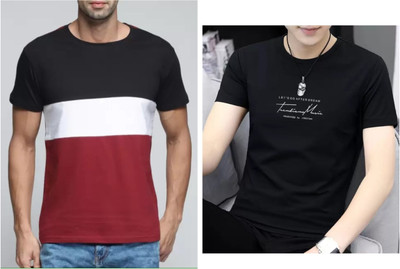 Pachirisu Printed Men Round Neck Maroon, Black T-Shirt