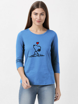 Trendtee Graphic Print Women Round Neck Blue T-Shirt