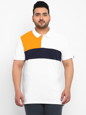 Urbano Plus Colorblock Men Polo Neck White T-Shirt