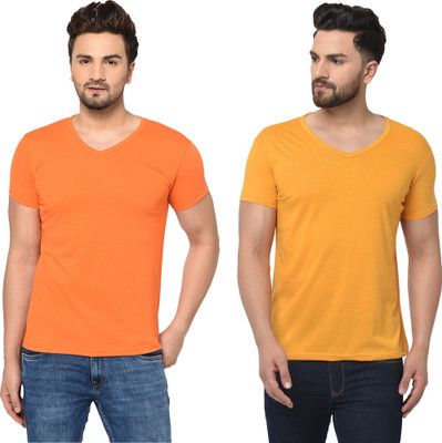 Tresna Trending Solid Men V Neck Multicolor T-Shirt