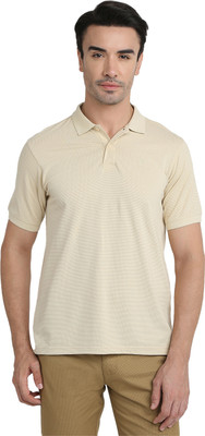 Raymond Self Design Men Polo Neck Brown T-Shirt