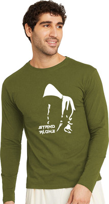 RULEDBYSUN Printed Men Round Neck Green T-Shirt