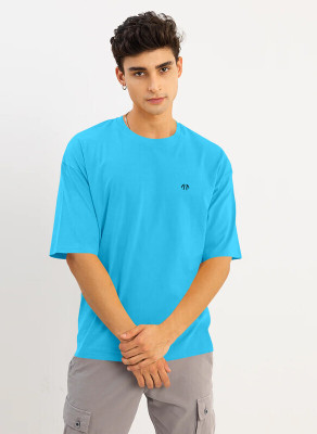 Triptee Printed Men Round Neck Blue T-Shirt