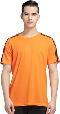 xovio Solid Men Round Neck Orange T-Shirt