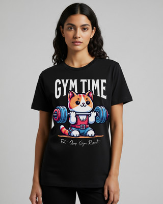 monotee Graphic Print Women Round Neck Black T-Shirt