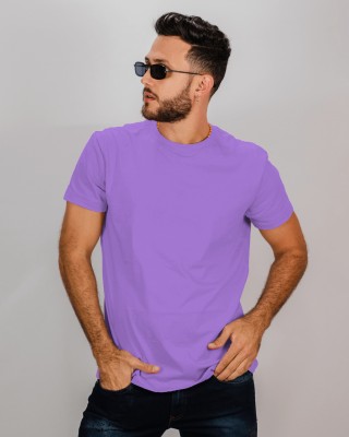 eco runner Solid Men Round Neck Purple T-Shirt