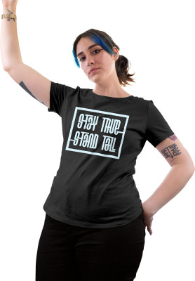 Fighterhero Printed Women Round Neck Grey T-Shirt