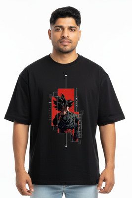 TRANZMOG Printed, Graphic Print, Typography Men Round Neck Black T-Shirt