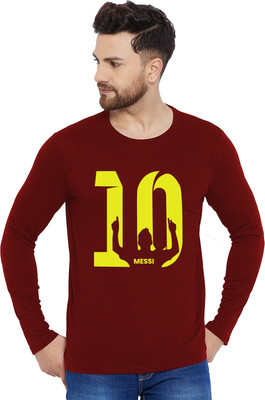 Organic Chics Typography Men Round Neck Maroon T-Shirt
