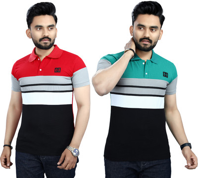 USPN Colorblock, Printed Men Polo Neck Multicolor T-Shirt