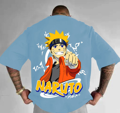 TeeTops Graphic Print Men Round Neck Light Blue T-Shirt