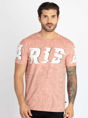 Status Quo Printed, Typography Men Round Neck Pink T-Shirt