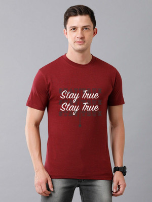 Moda Rapido Printed Men Round Neck Maroon T-Shirt