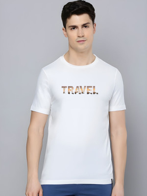Moda Rapido Self Design Men Round Neck White T-Shirt