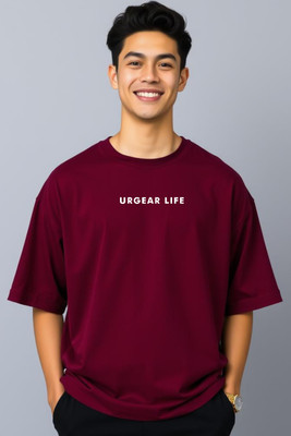 UrGear Printed Men Round Neck Maroon T-Shirt