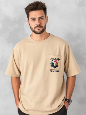 UrGear Graphic Print Men Round Neck Beige T-Shirt