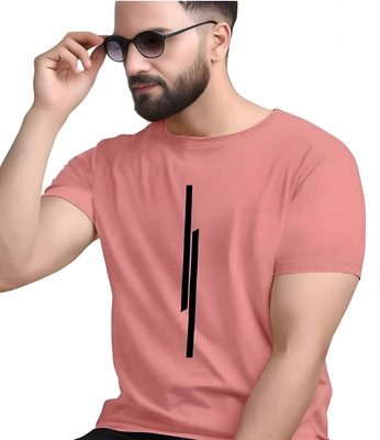 INDIAN EAGLE Striped Men Round Neck Pink T-Shirt