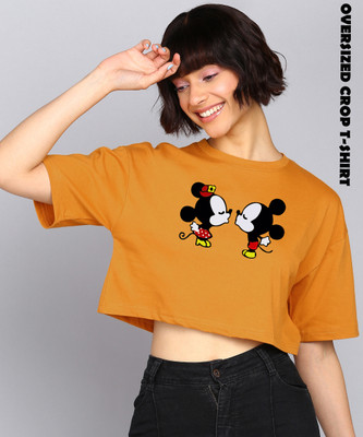 Adyavastram Printed Women Round Neck Yellow T-Shirt