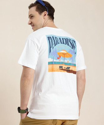HERE&NOW Printed Men Round Neck White T-Shirt