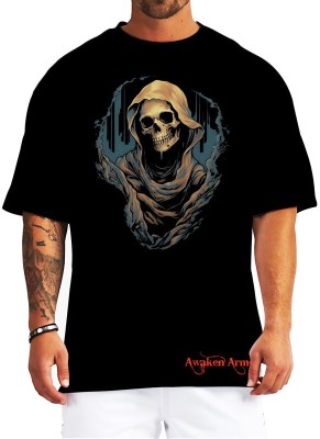 Awaken Armor Printed Men Round Neck Dark Blue T-Shirt