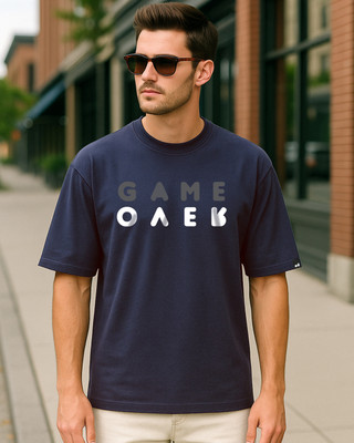 BEWAKOOF Typography Men Round Neck Dark Blue T-Shirt