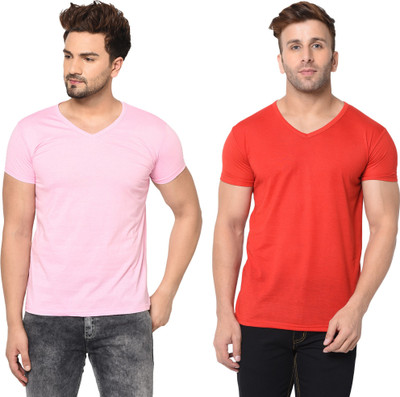 Adorbs Trend Solid Men V Neck White T-Shirt