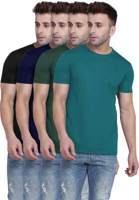 TQH Solid Men Round Neck Multicolor T-Shirt