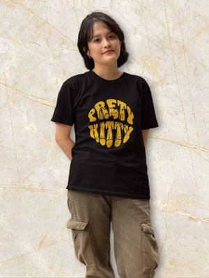 Clori Solid Women Round Neck Black T-Shirt