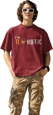 Grooves Printed Men Round Neck Red T-Shirt