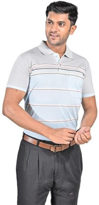 Starfashion Solid Men Polo Neck Grey T-Shirt