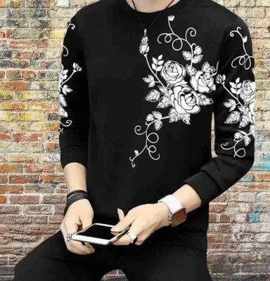 RMLKN Printed Men Round Neck Black T-Shirt