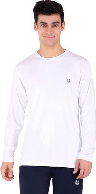 unbeatable Solid Men Round Neck White T-Shirt