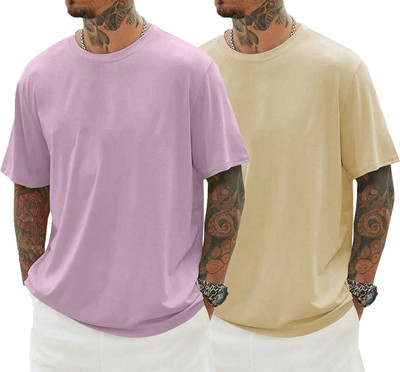 DISINVENT Solid Men Round Neck Multicolor T-Shirt