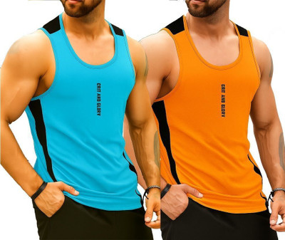 RMLKN Typography Men Round Neck Light Blue, Orange T-Shirt