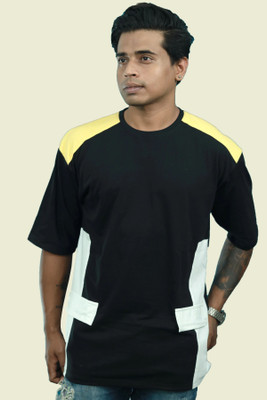 R World Solid Men Round Neck Black T-Shirt