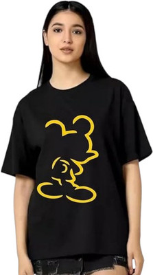 Clori Graphic Print Women Round Neck Black T-Shirt