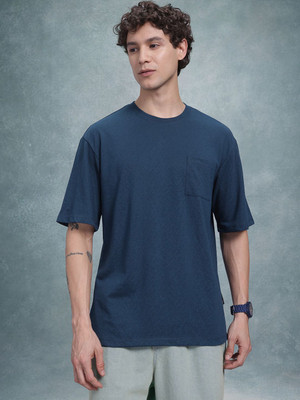 Roadster Solid Men Round Neck Green T-Shirt