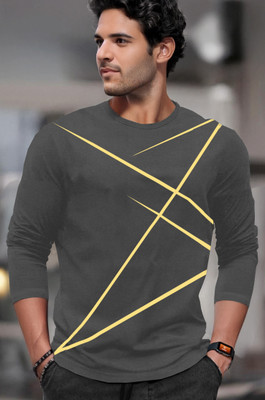 TRIPR Printed Men Round Neck Grey T-Shirt