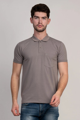 Coldplay Solid Men Polo Neck Grey T-Shirt