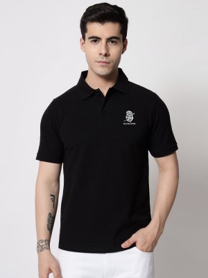 MINISTRY OF FRIENDS Solid Men Polo Neck Black, Gold T-Shirt