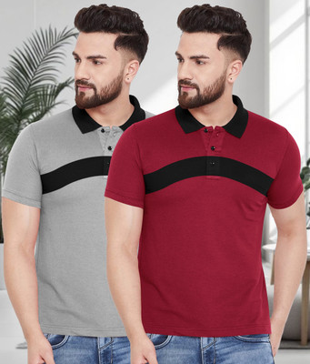SCOWET Printed Men Polo Neck Beige T-Shirt