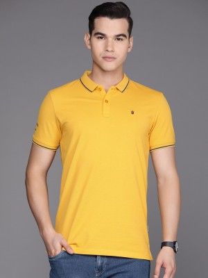 Louis Philippe Jeans Solid Men Polo Neck Yellow T-Shirt